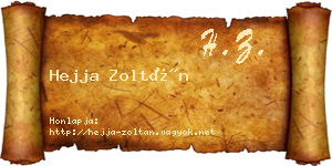 Hejja Zoltán névjegykártya